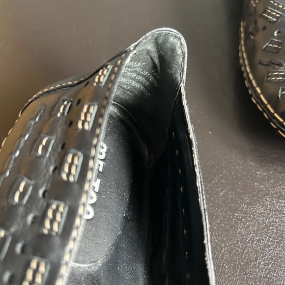 Me Too Black Leather Ballet Style Flats with Perforated & Exposed Stitch Detail - Picture 11 of 12